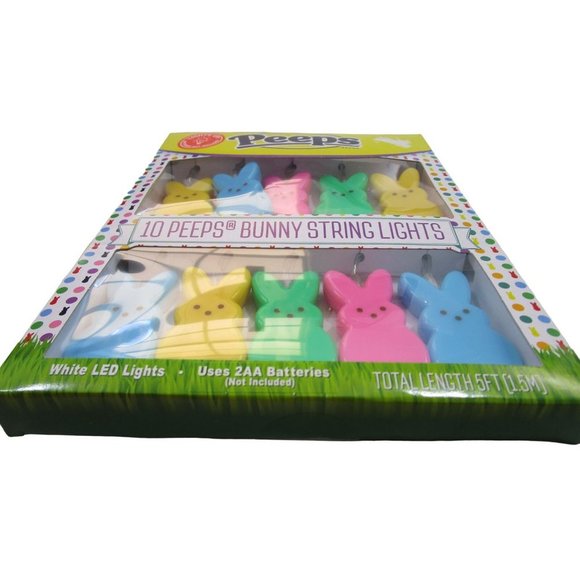 Peeps Bunny String 10 Light Batteries Not Included New Easter Bonnets or Baskets - Picture 7 of 15